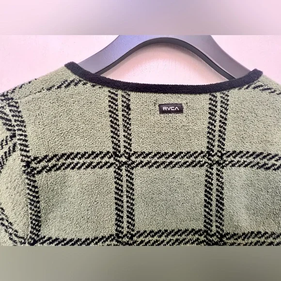 RVCA‎ XS Leaf Green Plaid Crop Sweater Betty Top Short Sleeve Grunge NWT - Picture 11 of 12